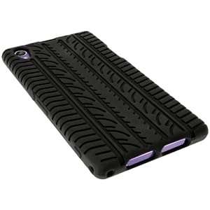 iGadgitz Black Silicone Skin Case Cover with Tyre Tread Design for Sony Xperia Z1 Hon (Xperia Z1)