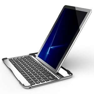 Samsung Galaxy Tab 10.1 Case Accessory Cover 2-in-1 Aluminum Bluetooth Wireless Keyboard (Silver with Black Keys)