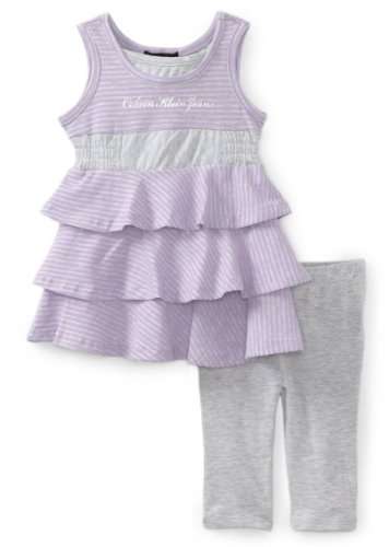 **IN STOCK**Calvin Klein Baby-Girls Infant Capri  Top With Pull On Pant Set 12-18 months