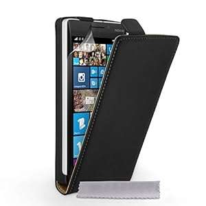Caseflex Genuine Leather Flip Cover Case for Nokia Lumia 930 - Black