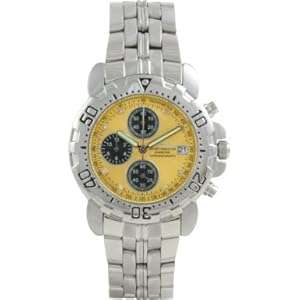 Krug Baumen 241269DM-Y Mens Sportsmaster Metallic Yellow Diamond Chronograph Watch