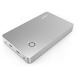 Aukey 28000mah Multi-voltage (5v 12v 16v 19v) External Battery Pack with Quick Ch (Sliver-PB-017)