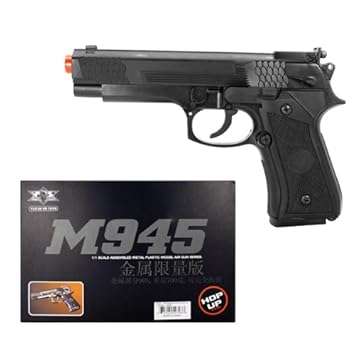 90% METAL SLIDE AIR-SOFT FULL SIZE BERRETA M945 SPRING PISTOL - SHOOTS BB