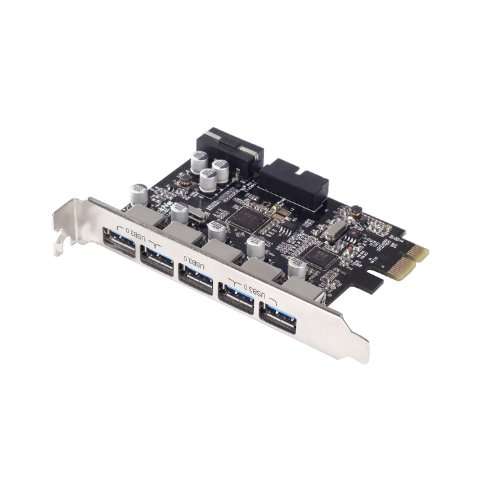 TeckNet&reg; USB 3.0 5 Port PCI-Express Card , Mini PCI-E USB 3.0 HUB Controller Adapter, with 1 USB