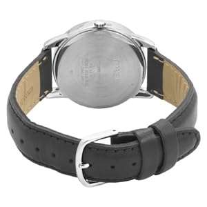 Timex Men's T2H281 Easy Reader Black Leather Strap Silver-Tone Case Watch