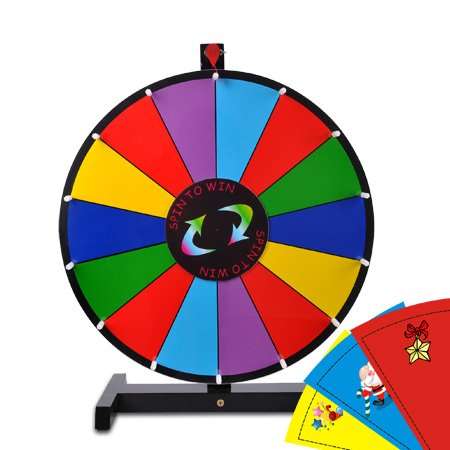 Portable Carnival 18" Tabletop Spinning Prize Wheel 14 Clicker Slots with Color Dry Erase