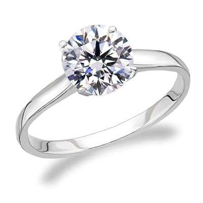 **R59000**1.00CTW 14K White Gold 4 Prong Solitaire Diamond Ring with a Round Brilliant Diamond