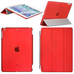 Magnetic Smart Cover Leather Back Hard Case for Apple iPad Air iPad 5 Ipad 4/3/2 ipad Mini (Red)