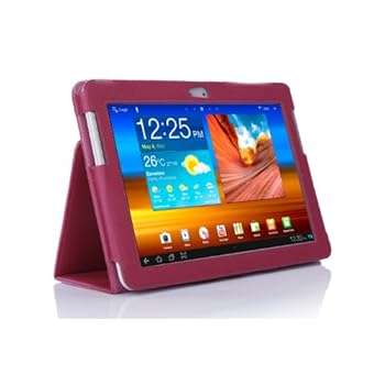 SupCase Slim Fit Folio Leather Tablet Case Cover for Samsung Galaxy Tab 10.1, Deep Pink (S7510-6..