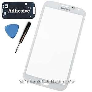 For Samsung Galaxy NOTE II 2 GT-N7100 N7105 White Front Screen Glass Lens Replacement Adhesive