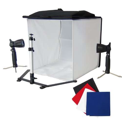DynaSun PB5l 40cm Professional Cube light Tent Softbox with Tripod, 4 Backdrop and 2 Halogen lights