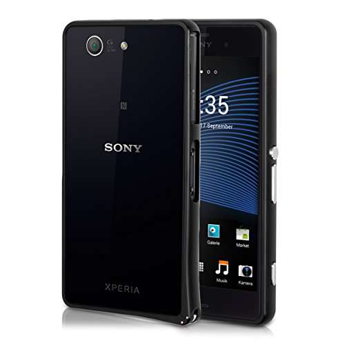 kwmobile Metallbumper of milled aluminium for Sony Xperia Z3 Compact in Black - Extra thin and tough
