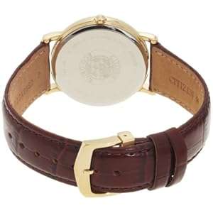 Citizen Men's BM8242-08E Eco-Drive Gold-Tone Leather Watch