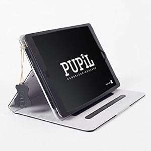 iPad Air (1 & 2) Case Cover By PUPiL of Cambridge England Handmade Genuine Leather (Coal - Black)