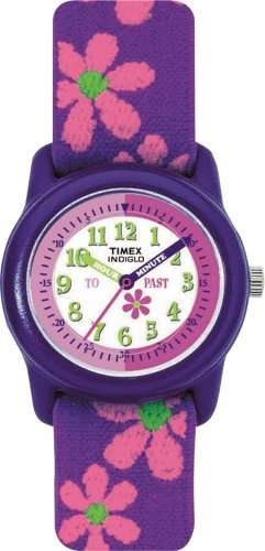 Timex Kids' T89022 "Time Teacher" Floral Elastic Strap Watch