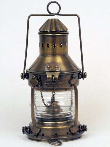 Antique Brass Ship Anchor Oil Lantern 11" - Nautical Decor - Nautical Home Decoration