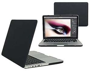 FLEUR.DITIAL Matte Frosted Silky-Smooth Satins-Touch Hard Shell Case Cover for with Silic (Black)
