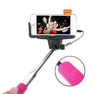 Selfie Stick GMYLE Adjustable Handheld Monopod Free-Charge with Embedded 3.5mm Stereo (Hot Pink)