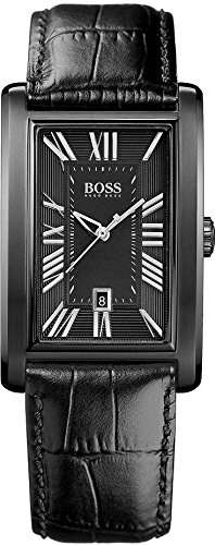 Hugo Boss Black Dial Black Leather Mens Watch 1512709