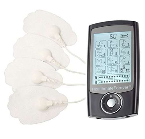 FDA Cleared HealthmateForever TENS unit Pro12AB (Black) 2in1 Double Value 12 Modes best electrothera