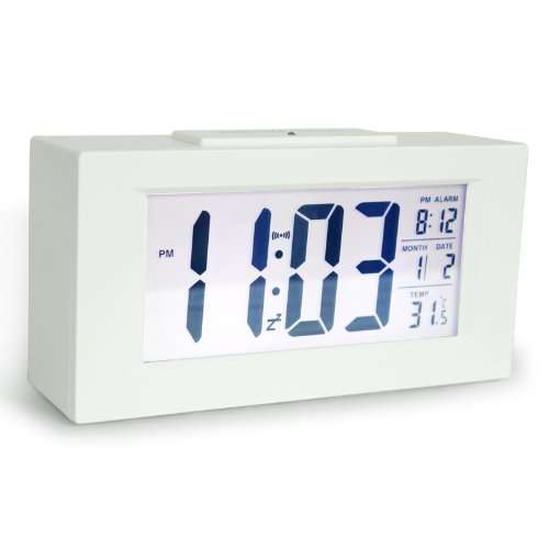 HITOâ¢ 6" Smart, Simple and Silent Alarm Clock w/ Date and temperature Display, Repeating Snooze, S
