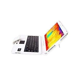 Removable Bluetooth Touchpad Keyboard PU leather case cover for Samsun (GALAXY Note 10.1' white)