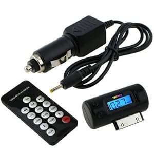 TRIXES iPhone Transmitter to FM Radio & Car Charger for iPhone 3G 3Gs 4 iPod Touch 2nd/Second G
