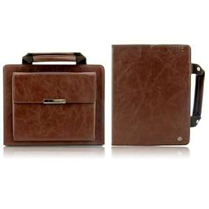 iPad 2/3/4 Stand Case with Handle & Storage Compartment Leather PU Portable Carry Case Cover St