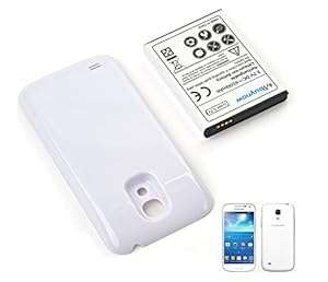 Mbuynow 6500mAh High Capacity Extended Battery with White Back Cover for Samsung Galaxy S4 Mini i919
