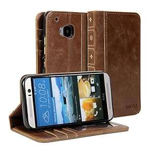 HTC One M9 Case GMYLE Book Case Vintage (With TPU Case Cover) for HTC One M9 - Brown PU Leather