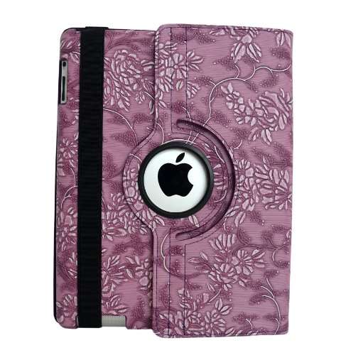 inShang upgrade 360 degree rotating case embossed grape & flower for iPad4/ ipad 3/ ipad2, Multi-Fun