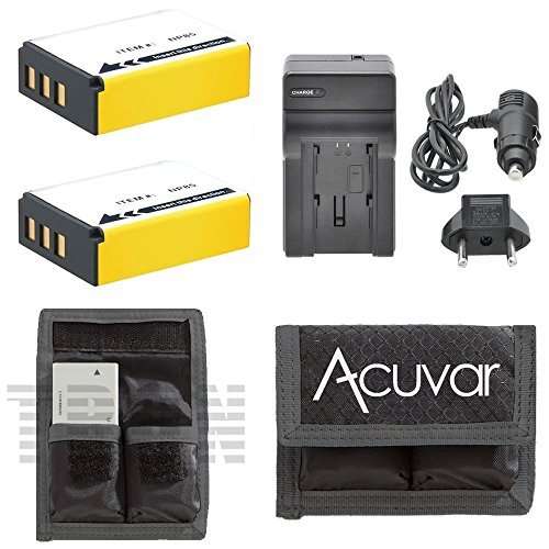 2 NP-85 Replacement Batteries + Car / Home Charger + Acuvar Battery Pouch for Fujifilm FinePix S1, S