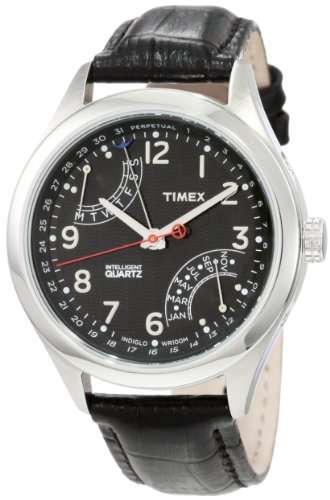 Timex Men's T2N502 Intelligent Quartz T Series Perpetual Calendar Black Leather Strap Watch