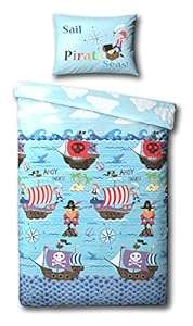 Blue Pirate Seas Single Duvet Cover Bed Set - Including Matching Pillowcase