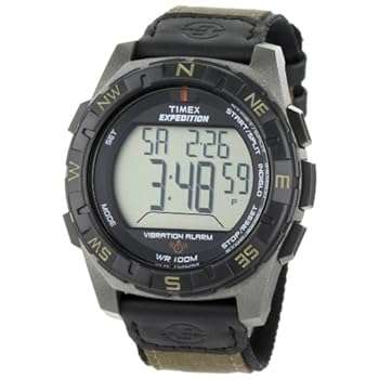 Timex Men's T49854 Expedition Rugged Digital Vibration Alarm Brown Nylon Strap Watch..
