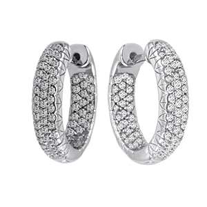 **R31000**10k White Gold Inside-Out Pave Diamond Hoop Earrings (3/4 cttw, H-I Color, I2-I3 Clarity)