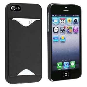 Mercurymall Black ID/ Credit Card Holder Hard Case Back Cover for Apple iphone 5/ 5S gift 1 Pcs Merc