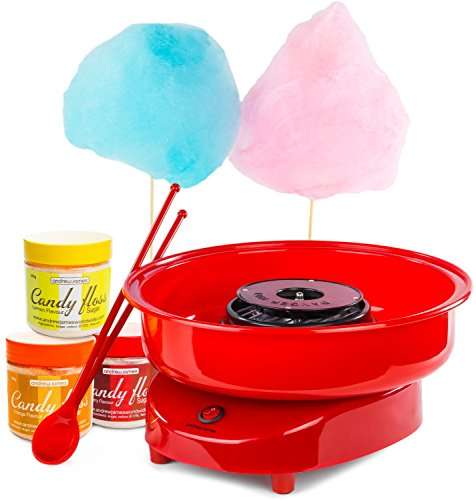 Andrew James Candy Floss Maker Machine + Three Candy Floss Flavoured Sugars - lemon, Orange & Cherry