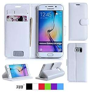 Samsung Galaxy S6 Edge Wallet Case Cover [Updated Version] Fyy Premium Leather Flip Case (White)