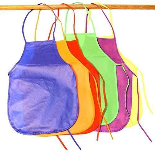 Dazzling Toys Kids Artist Aprons 24 Children's Assorted Colored Kitchen Apron