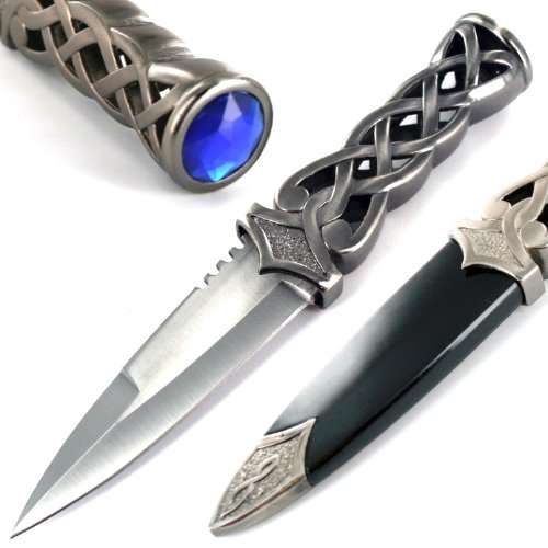 Ace Martial Arts Supply New Scottish Celtic Gaelic Twist Knot Blue Ruby Gemstone Wicca Dirk Dagger K
