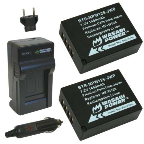 Wasabi Power Battery (2-Pack) and Charger for Fujifilm NP-W126 and Fuji FinePix HS30EXR, HS33EXR, HS