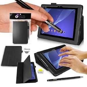 SONY XPERIA Z2 Tablet Case - BLACK PropUp Stand Case - Cover with Magnetic Lid & AUTO STA (Black)