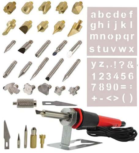 35Pc Wood Burning Pen Set Wood Burning Soldering Chiseled Tips Hot Blade with Chuck
