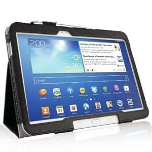 IVSO Slim-Book Stand Cover Case for Samsung Galaxy Note 10.1 2014 Edition Tablet - with C (Black)