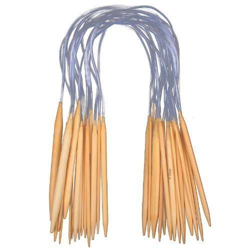 Outop 18 Sizes 16'' (40cm) Circular Bamboo Knitting Needles Set Kit