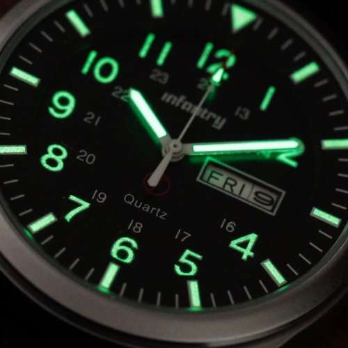 INFANTRY Men's Pilot Police Sport Quartz Night Vision Calendar Display Analog Wrist Watch Black Nylo