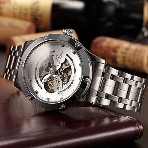 KRONEN & SOHNE Steam Engine Mecannico Skeleton Automatic Steel Watch w/ BOX AND PAPERS
