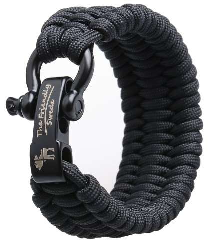 The Friendly Swede Extra Long XXL Trilobite Extra Beefy / Wide 500 lb Paracord Survival Bracelet Wit