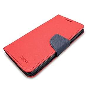 SLEO Sony Xperia M4 Aqua Case - Sony Xperia M4 Aqua Saffiano Synthetic Leather Wallet Case (Red)